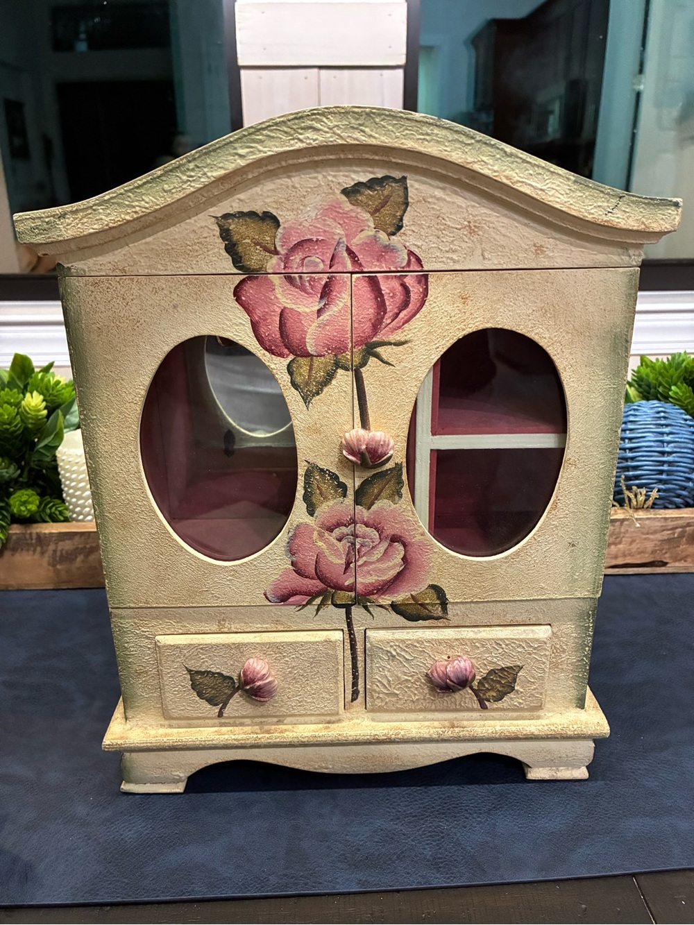 Vintage Floral Hand-Painted Jewelry Box | Romantic Cottage Decor